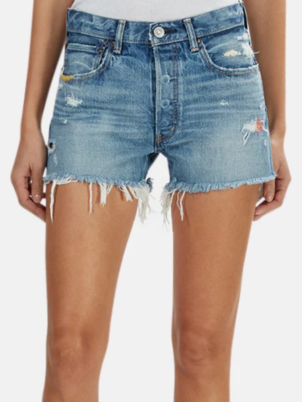 Moussy Vintage Howa Calumet Distressed Denim Shorts Size 24